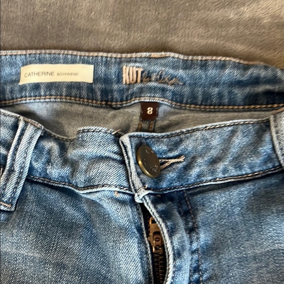 Kut from the Kloth Blue Straight Leg Jeans with Distressed Details - Picture 8 of 16